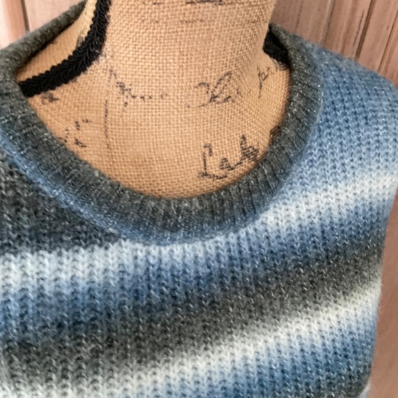 NWT Belle Belldini striped sweater wool blend ombré blue gray nautical boho L - Picture 16 of 16